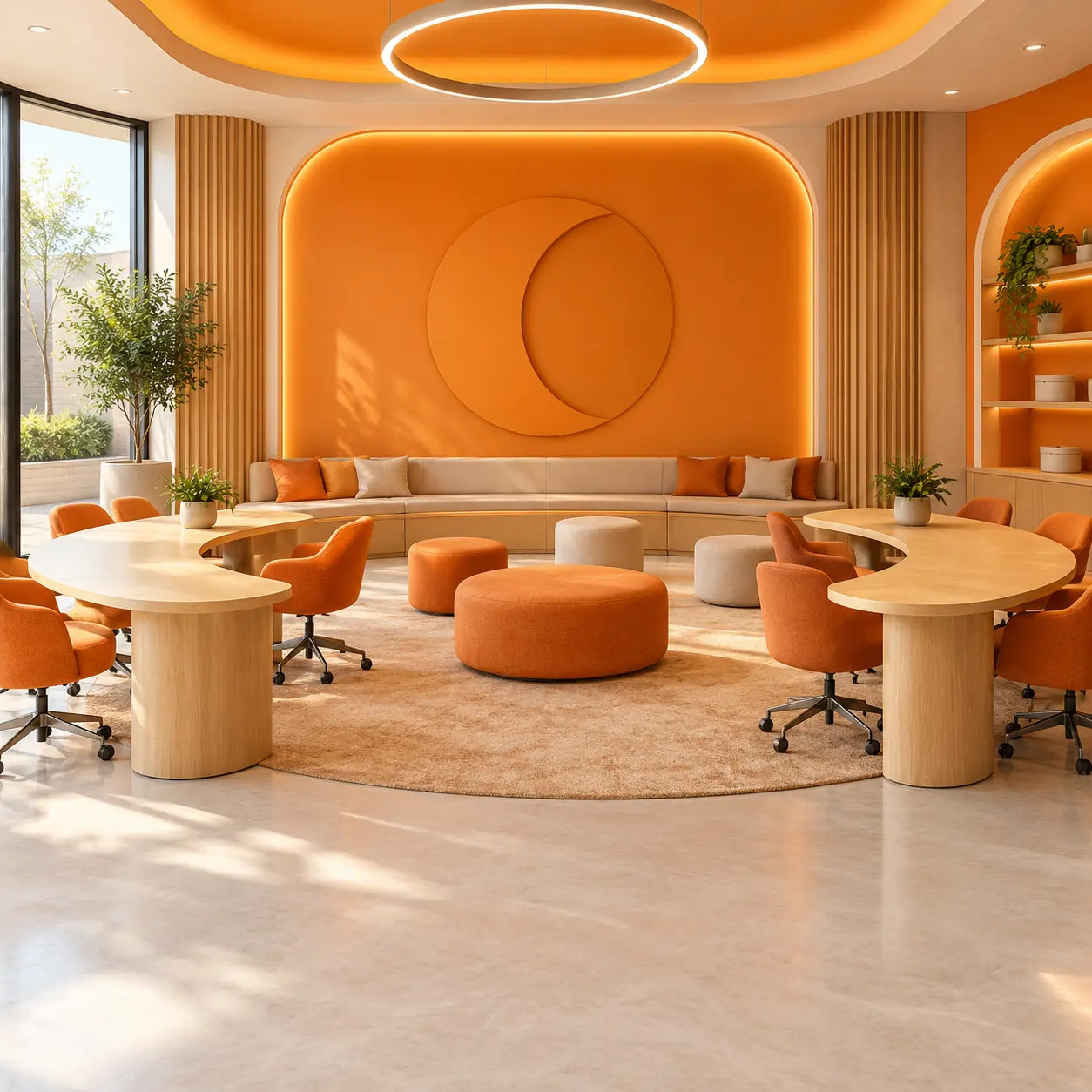 Orange Room concept interior with coordinated colored furnishings.