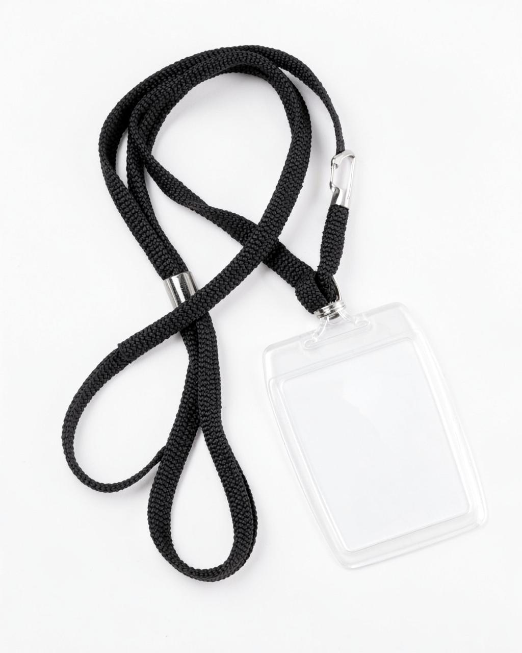 Black lanyard with clip and clear ID badge holder