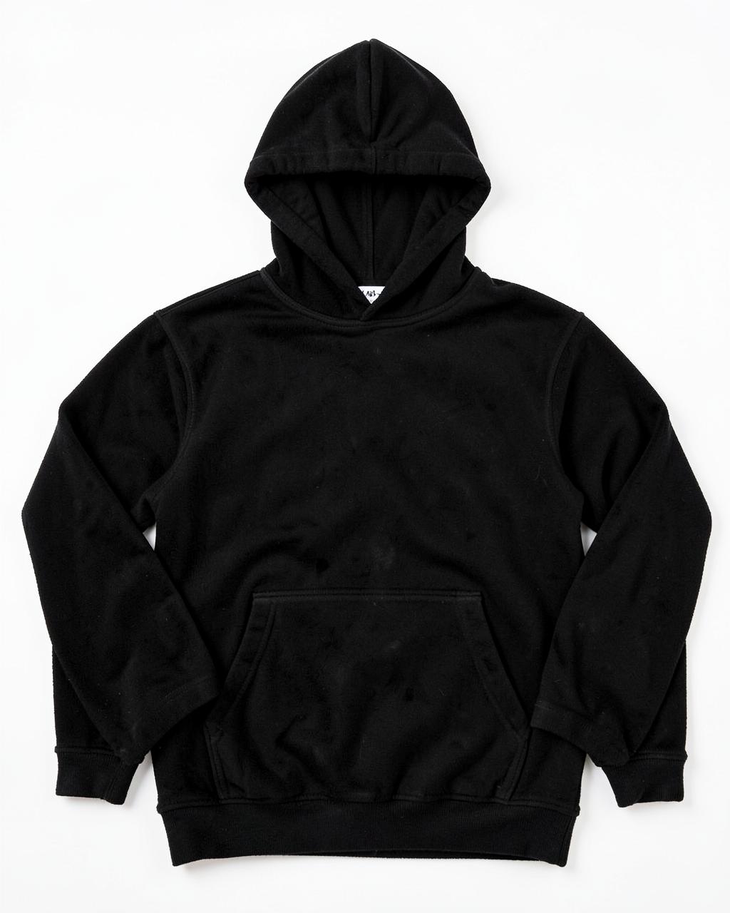 Black Crusader pullover hoodie, laid flat