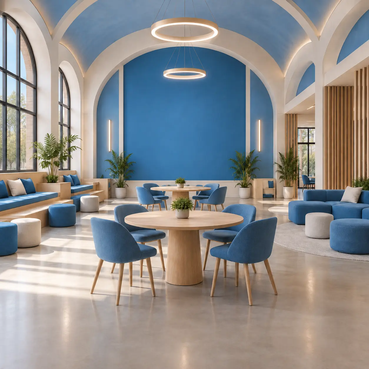 Blue Room concept interior with coordinated colored furnishings.